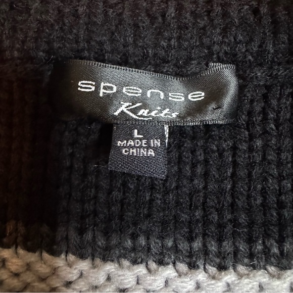 Spense Knits Sweater Size L Black White Purple Turtleneck Kangaroo Pouch - Picture 5 of 10